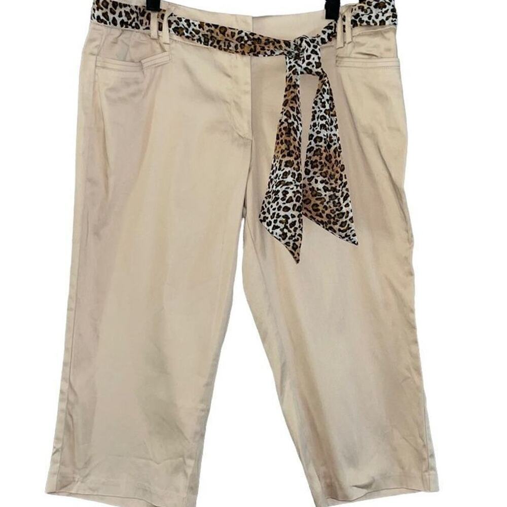‎Studio 253 tan capri pants ribbon belt 10